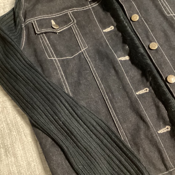Black denim and knit lightweight jacket - Picture 3 of 6